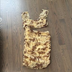 Zara Brown and Cream Midi Dress